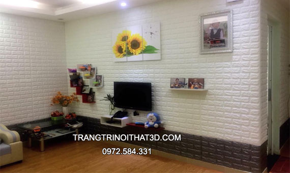 trang tri phong khach voi xop dan tuong 3d mau sang