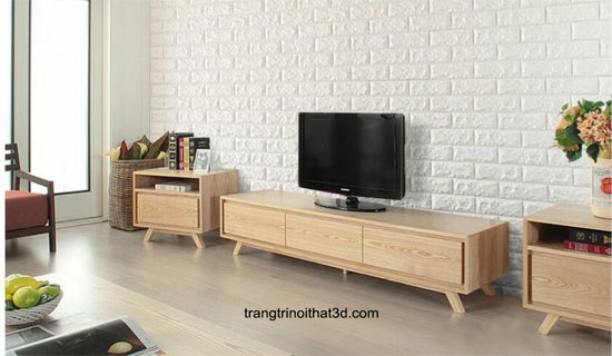 xop dan tuong 3d mau trang cho phong khach