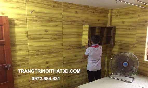 Xop dan tuong 3d van go trang tri phong ngu